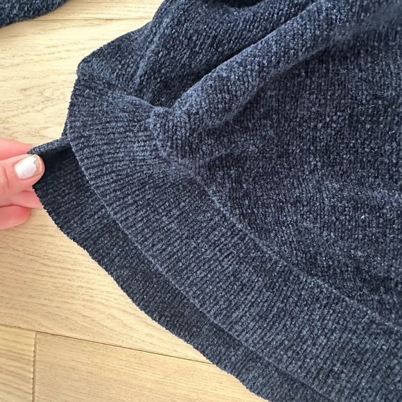 blue wide neck chenille sweater - Picture 3 of 4